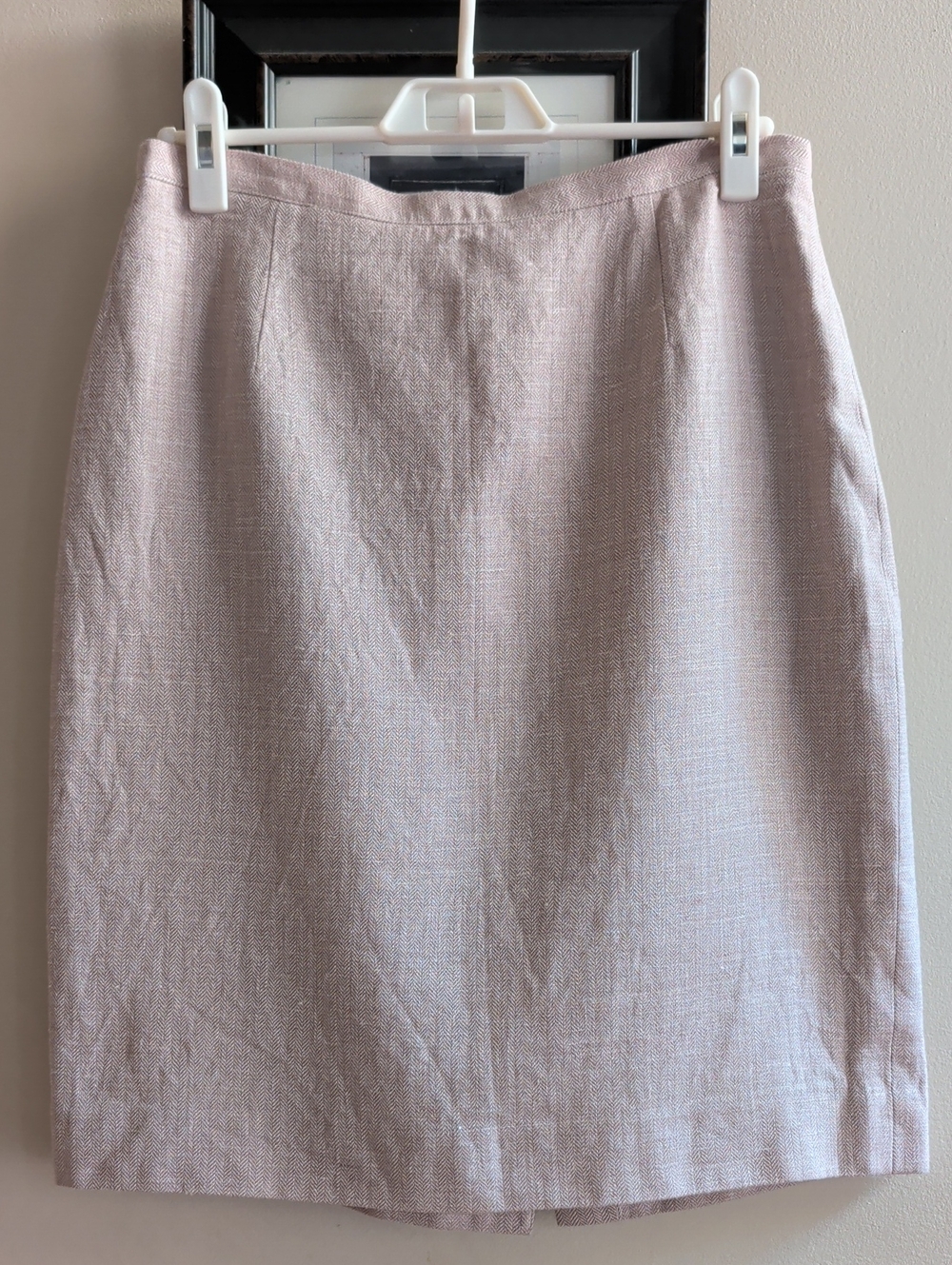 Brooks Brothers Classic Silk Wool Linen Blend Pencil Skirt in Light Blush